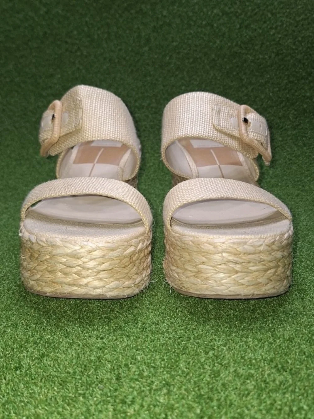 Dolce Vita Cream Espadrille Wedge Slide Sandals